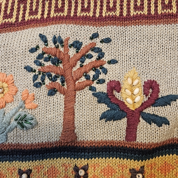 Vintage Cardigan Floral Embroidered Long Sleeve Sweater Size Large Art t… - Picture 11 of 13